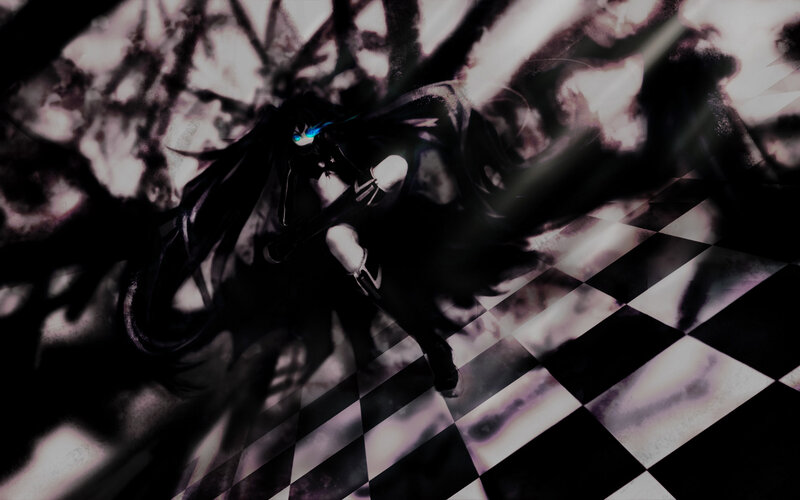 Anime Character with Glowing Eyes — Black, Dramatic, Dark