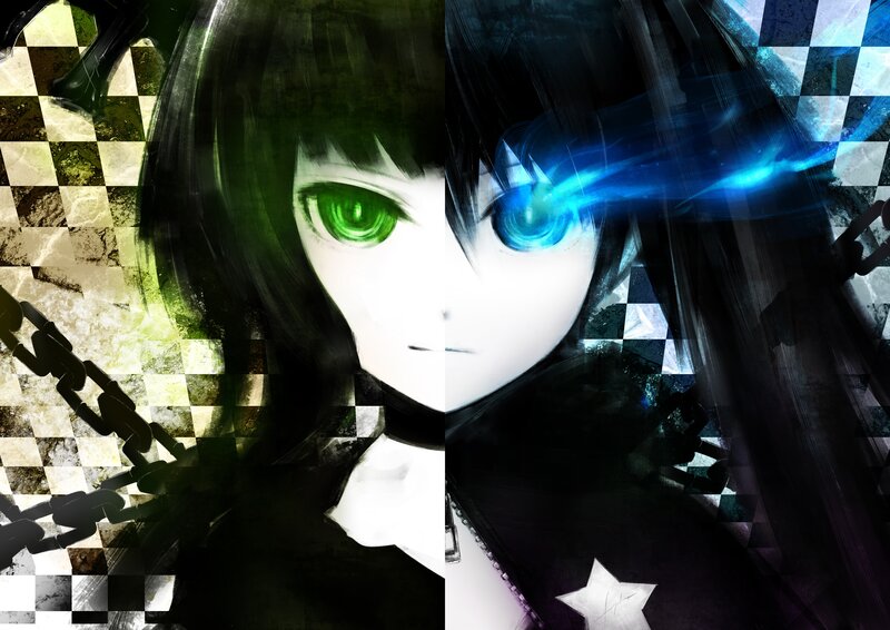 Anime Character with Glowing Eyes — Black, Dramatic, Digital Art, Chains