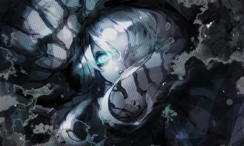Anime Character with Glowing Eyes — Black, Dramatic, Digital Art, Glowing Eyes