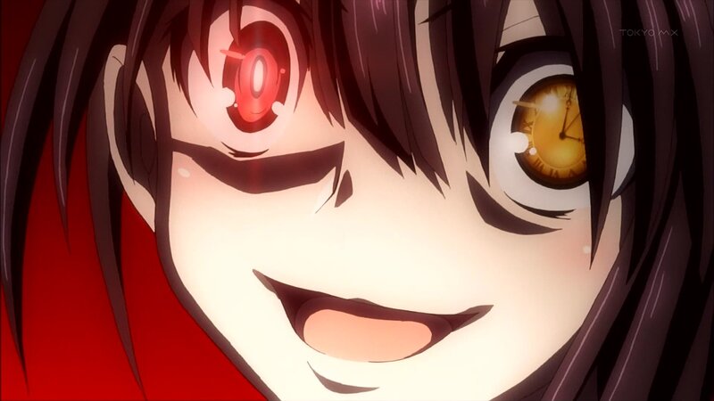 Anime Character with Glowing Eyes — Black, Dramatic, Glowing Eyes, Smile