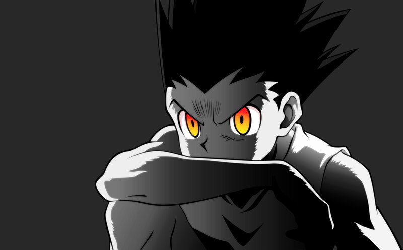 Anime Character with Glowing Eyes — Black, Dramatic, Manga, Spiky Hair