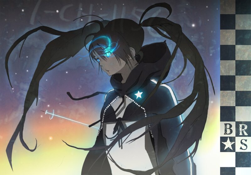 Anime Character with Glowing Eyes — Black, Dramatic, Night, Digital Art
