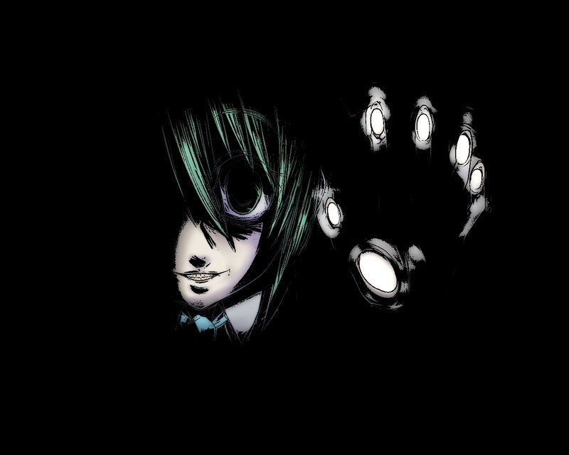 Anime Character with Glowing Eyes — Black, Dramatic, Night, Manga, Glowing Eyes, Dark Background