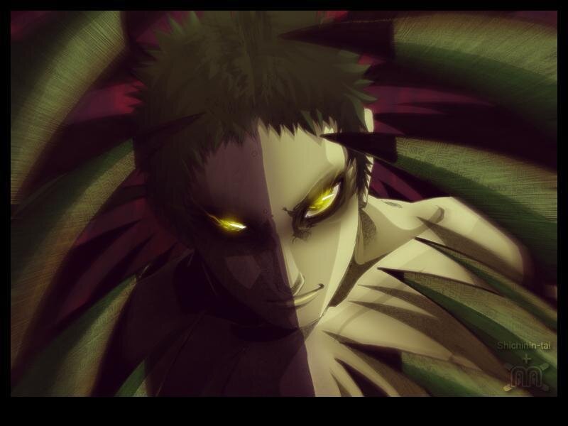 Anime Character with Glowing Eyes — Black, Dramatic