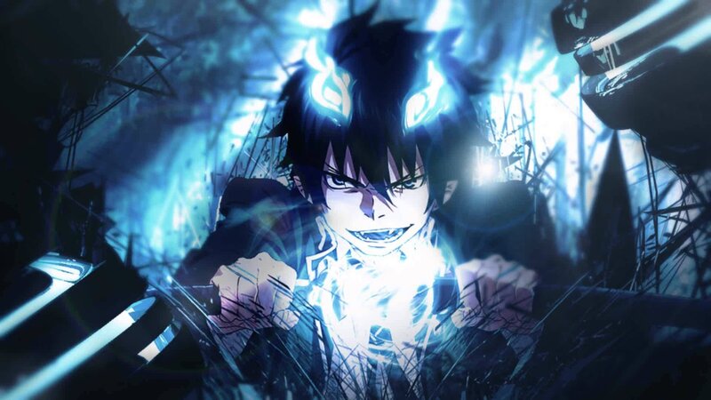 Anime Character with Glowing Eyes — Blue, Dramatic, Intense, Glowing Blue Energy