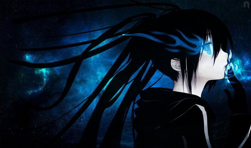 Anime Character with Glowing Eyes — Blue, Dramatic, Mysterious