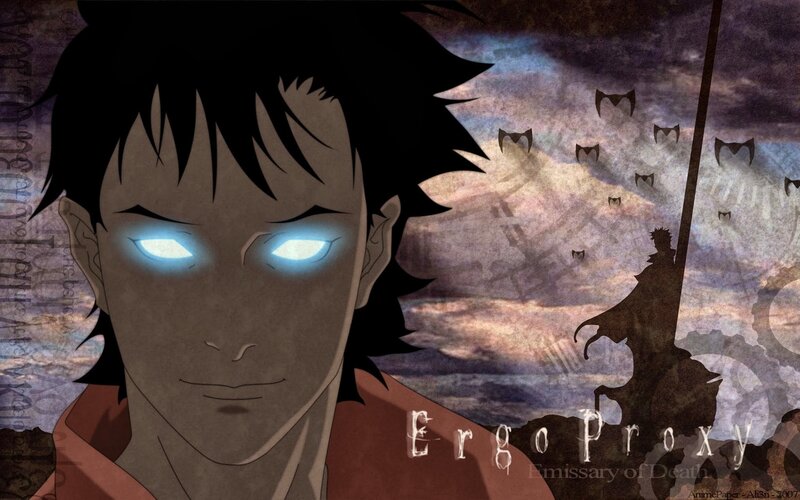 Anime Character with Glowing Eyes — Brown, Dramatic, Night, Silhouette