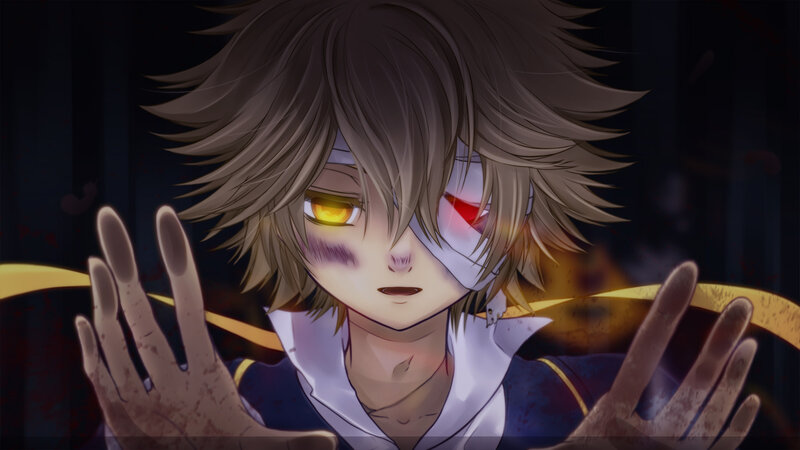 Anime Character with Glowing Eyes — Brown, Dramatic, Night