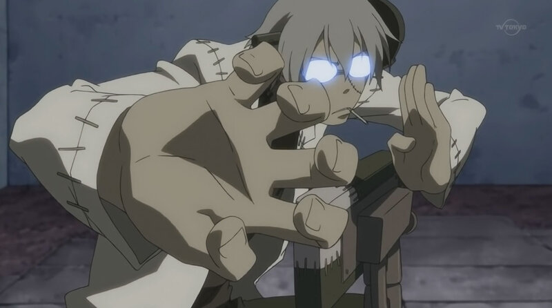 Anime Character with Glowing Eyes — Gray, Dramatic, Glowing Eyes
