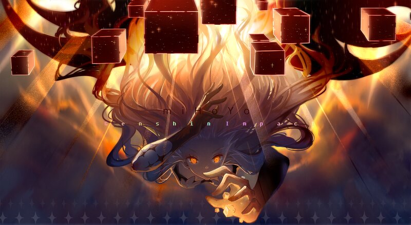 Anime Character with Glowing Eyes — Orange, Dramatic, Digital Art