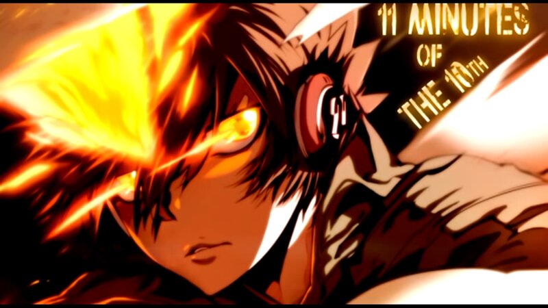 Anime Character with Glowing Eyes — Orange, Dramatic
