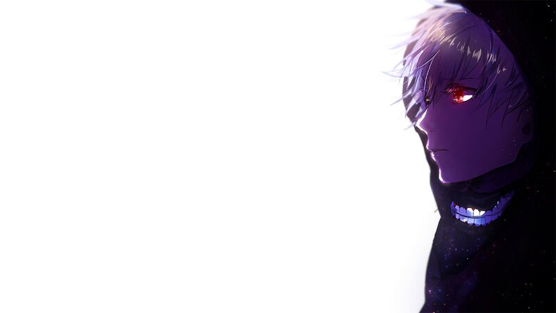 Anime Character with Glowing Eyes — Purple, Dramatic, Glowing Red Eye