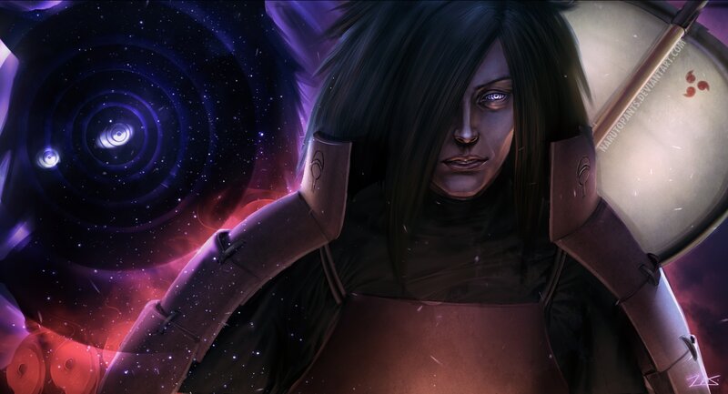 Anime Character with Glowing Eyes — Purple, Dramatic, Night