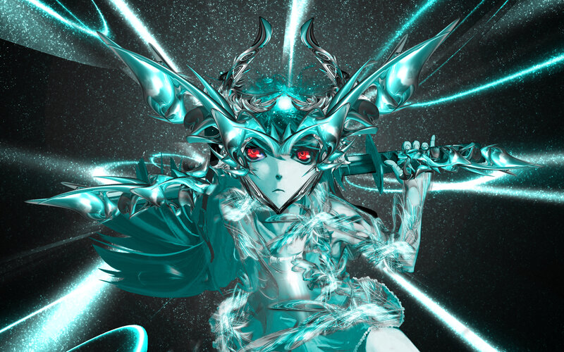 Anime Character with Glowing Eyes — Teal