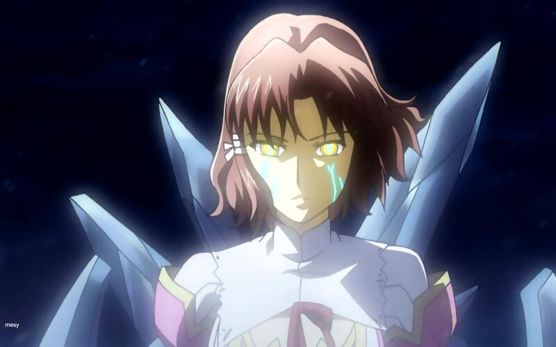 Anime Character with Glowing Eyes — White, Dramatic