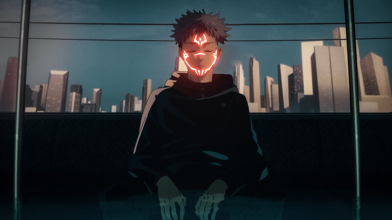 Anime Character with Glowing Face — Black, Dramatic