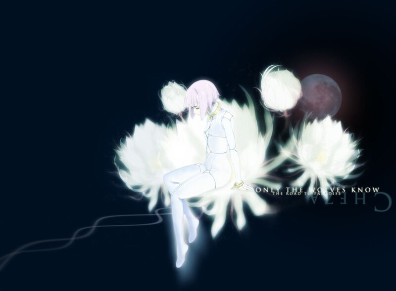 anime character with glowing flowers