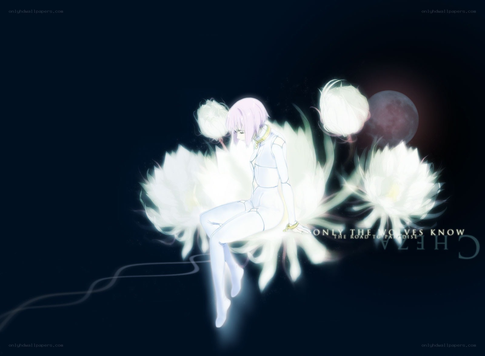 anime character with glowing flowers