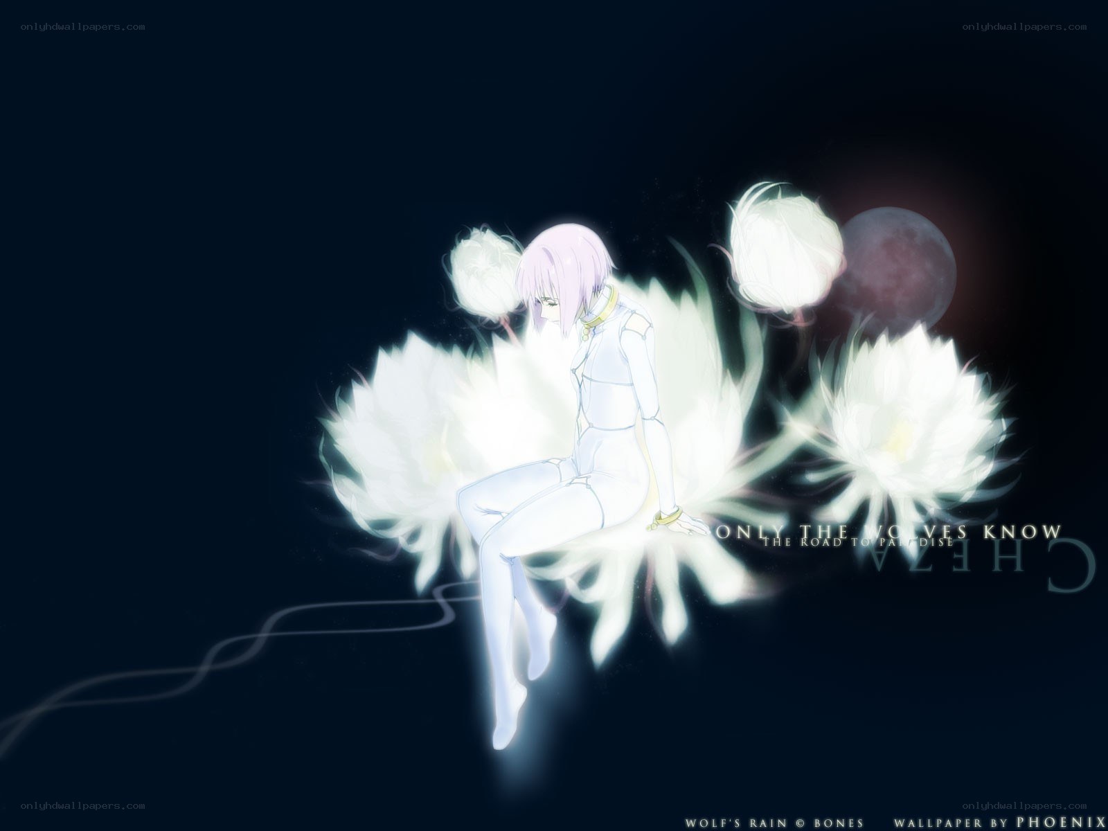 Anime character with glowing flowers