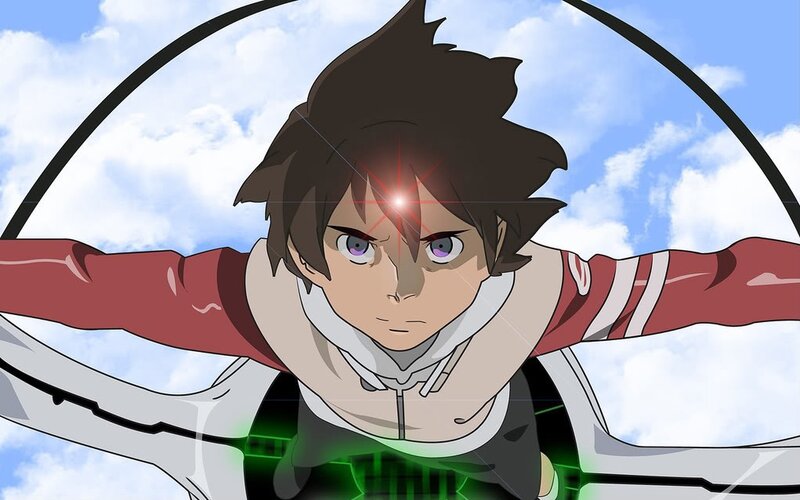 anime character with glowing forehead