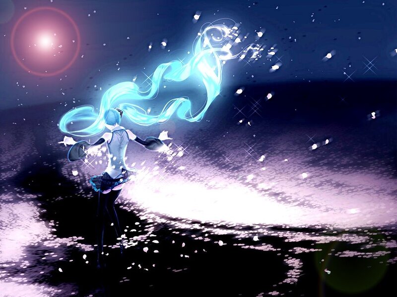 anime character with glowing hair