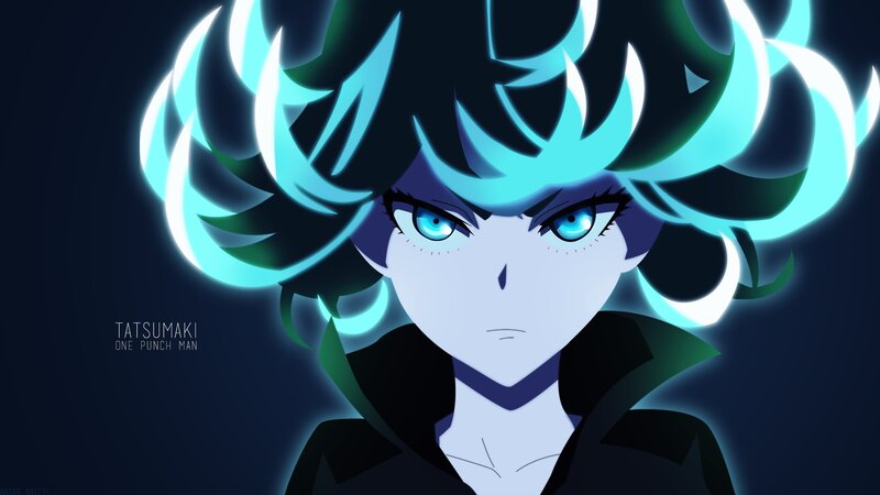 Anime Character with Glowing Hair — Black, Dramatic, Night
