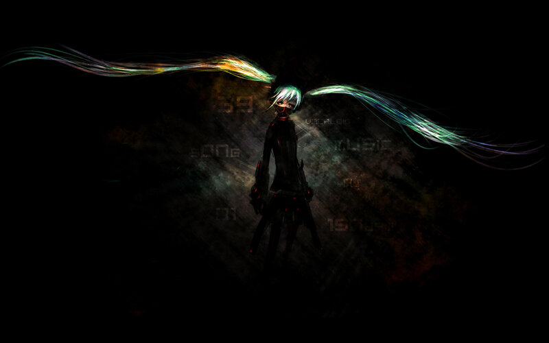 Anime Character with Glowing Hair — Black