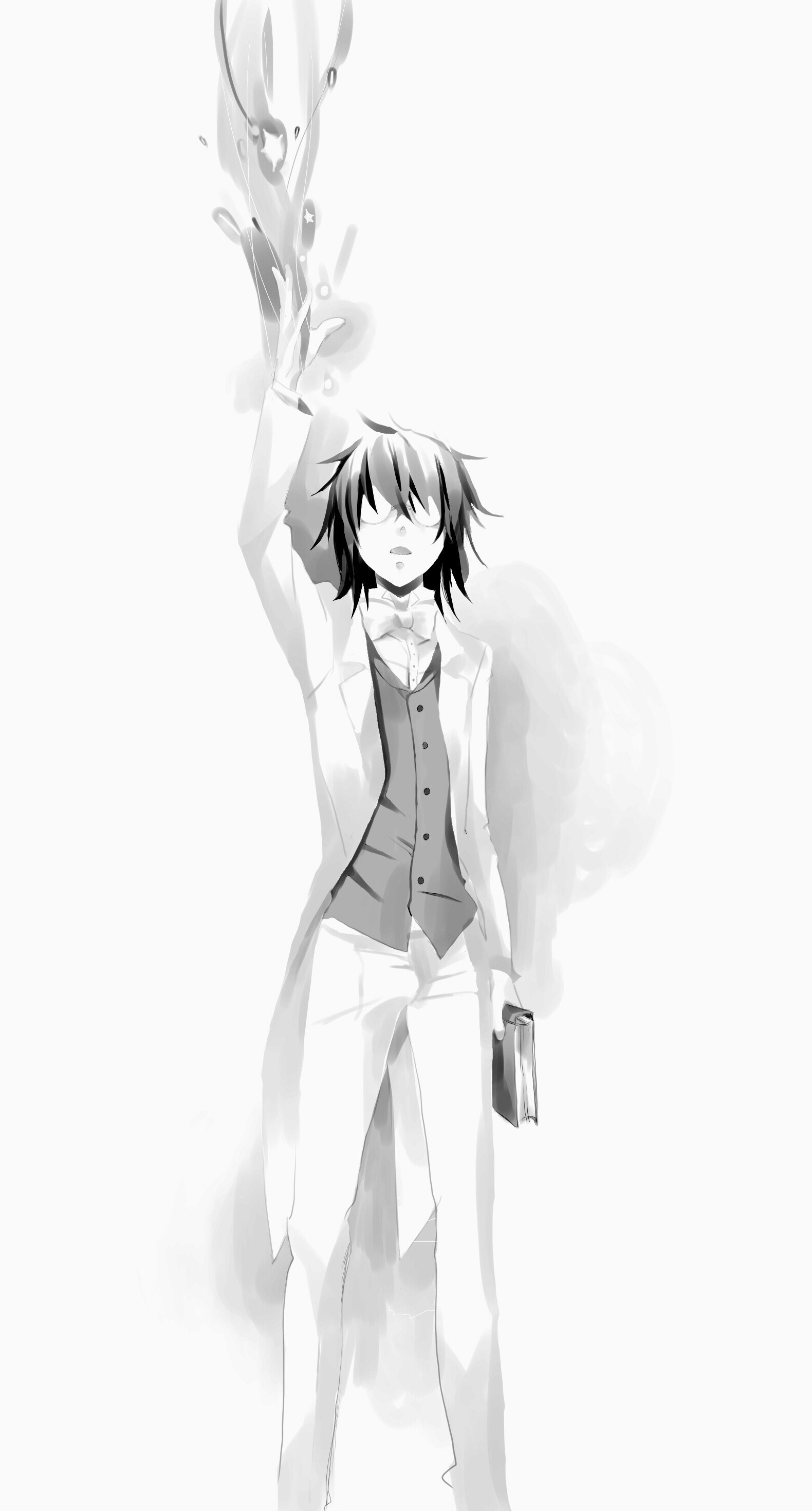 anime character with glowing hand