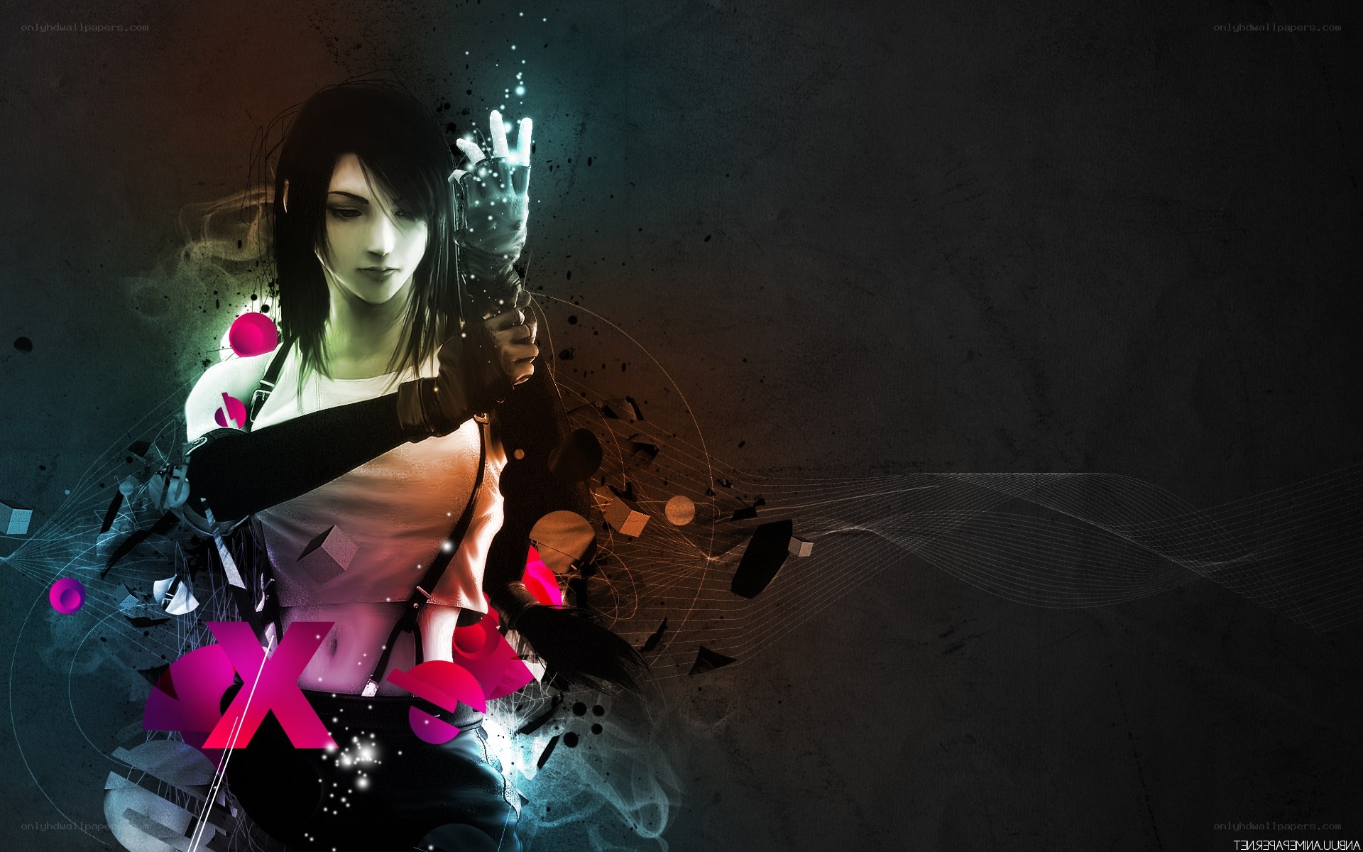 anime character with glowing hand