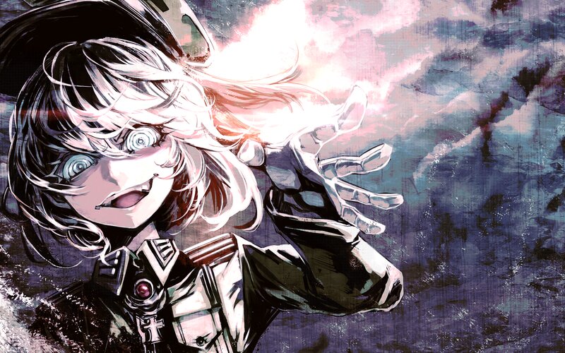 Anime Character with Glowing Hand — Black, Dramatic, Digital Art