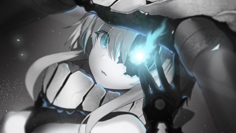 Anime Character with Glowing Hand — Black, Dramatic, Intense