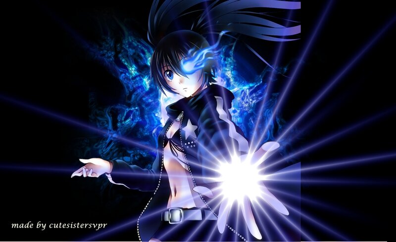 Anime Character with Glowing Hand — Black, Dramatic, Night