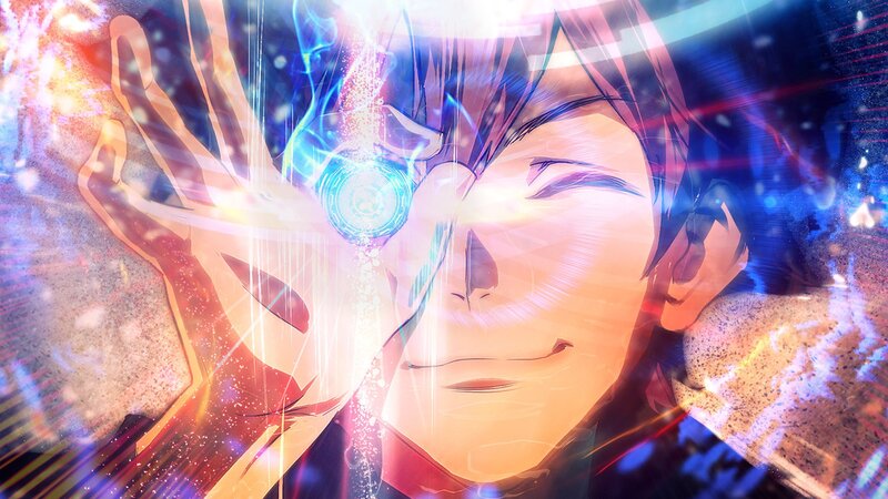 Anime Character with Glowing Hand — Blue, Dramatic, Glowing Orb