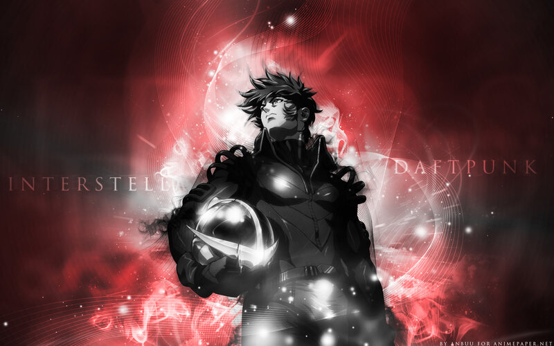 Anime character with glowing helmet
