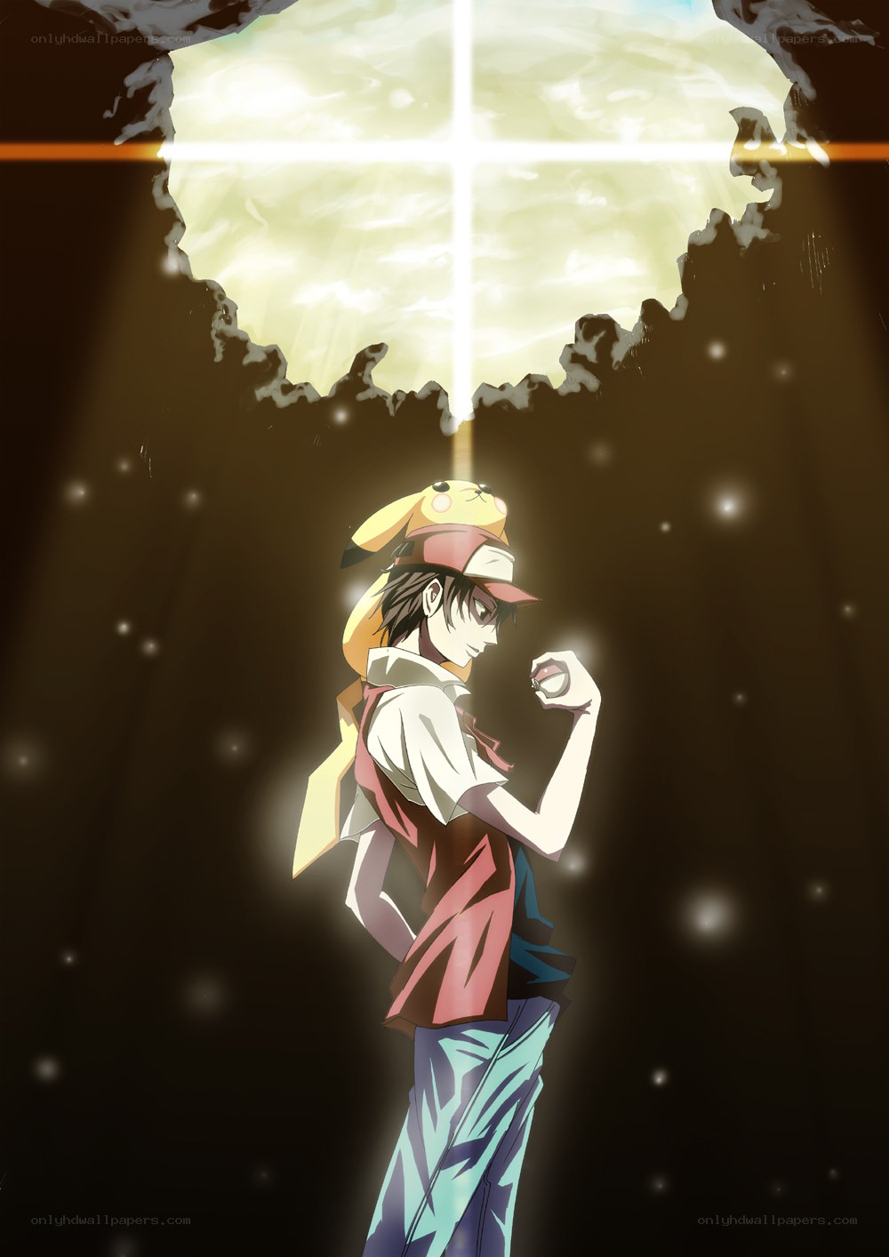 anime character with glowing light