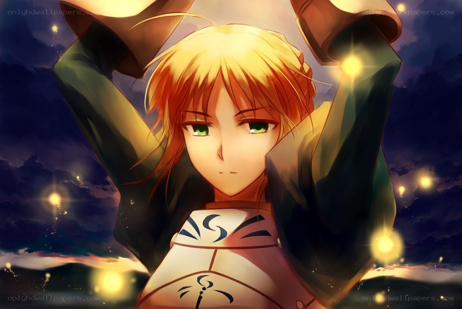 anime character with glowing lights