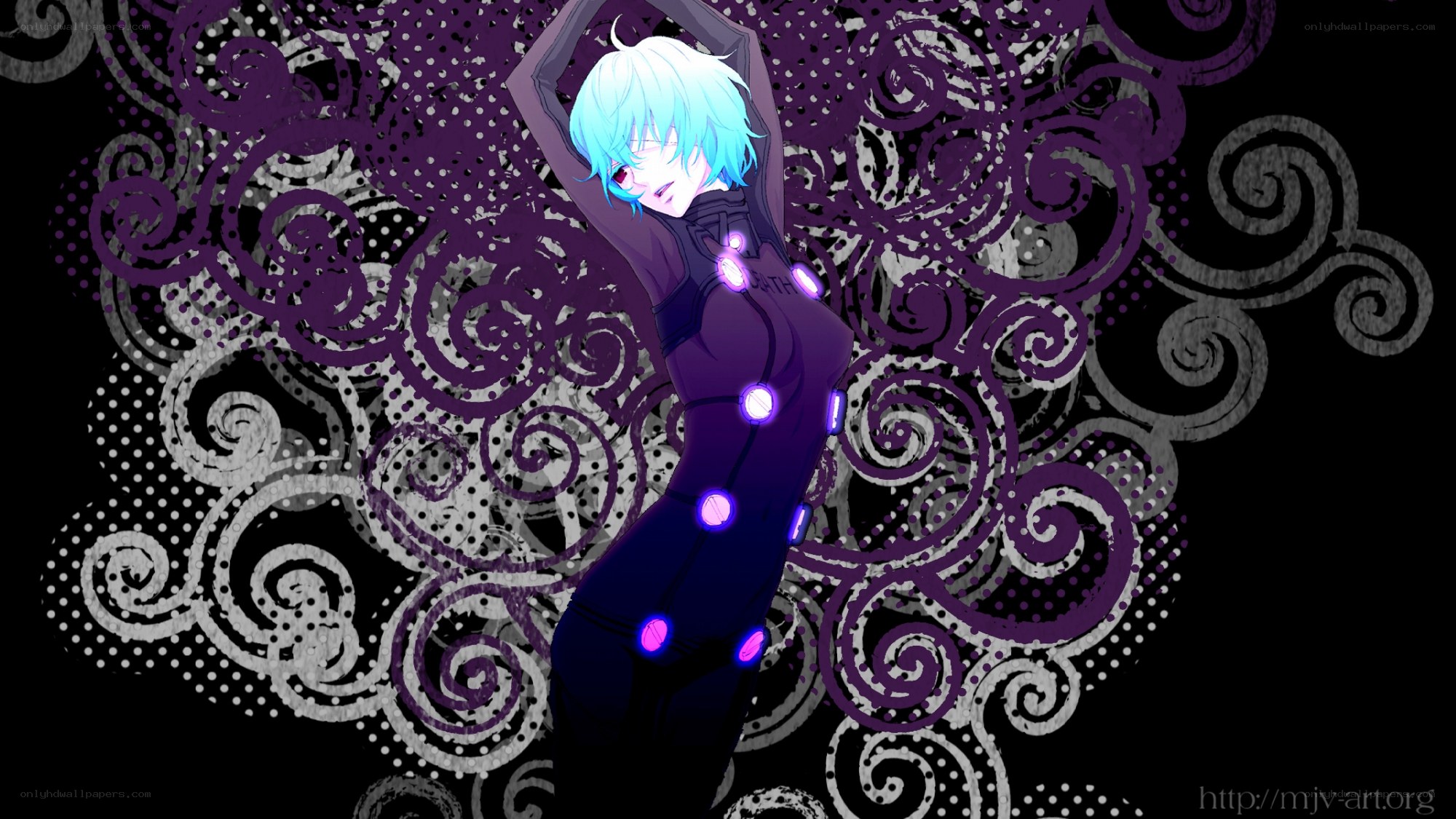 anime character with glowing lights