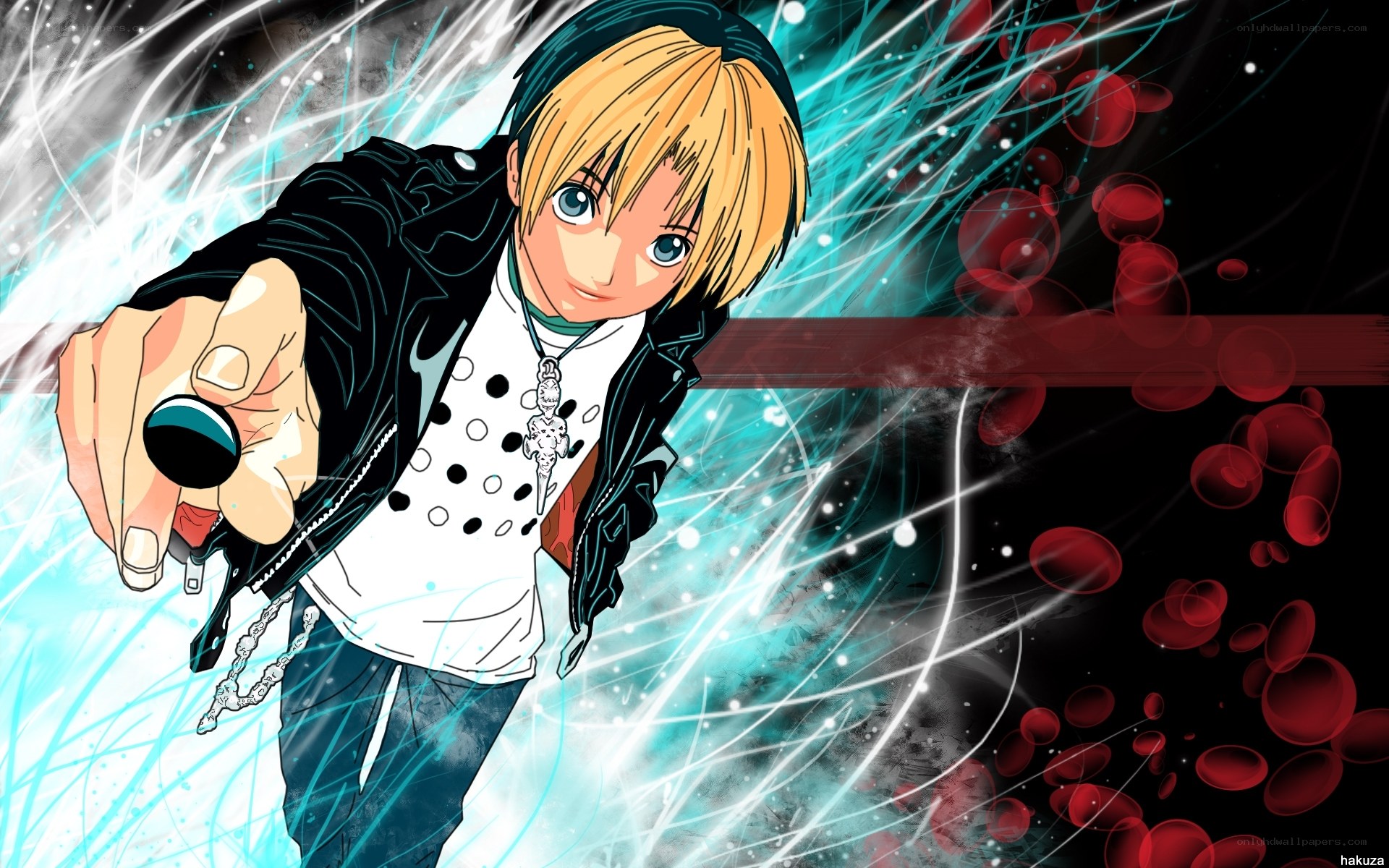 anime character with glowing object