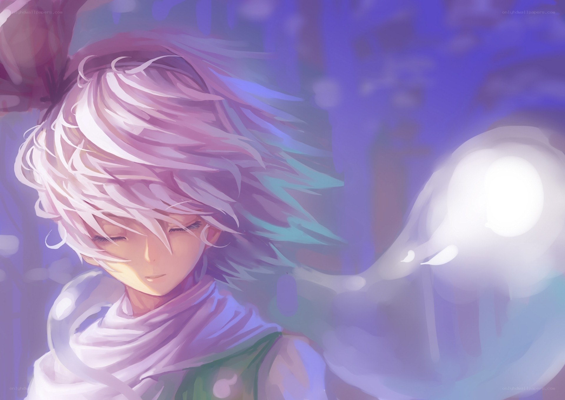 anime character with glowing orb