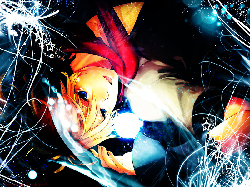 anime character with glowing orb