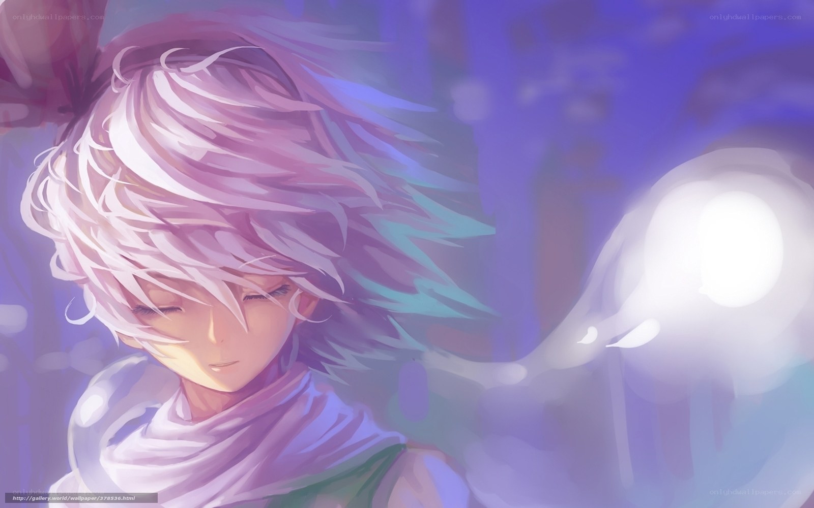 anime character with glowing orb