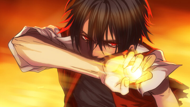 anime character with glowing orb