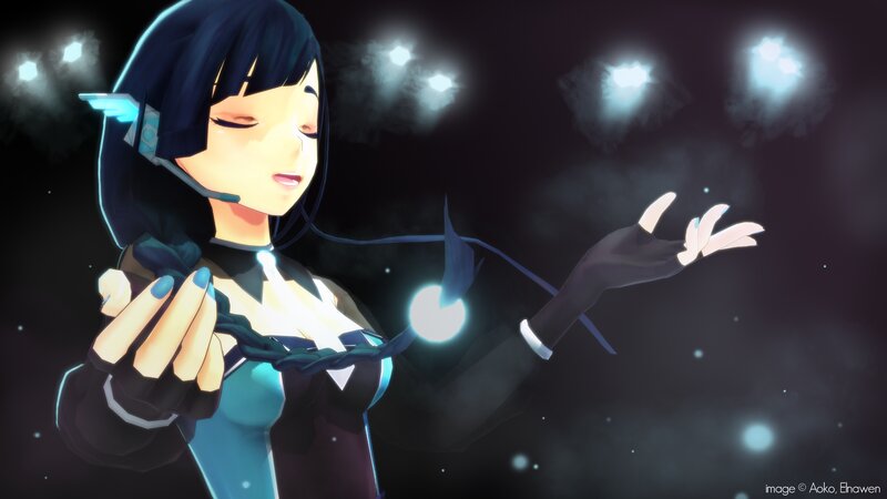 Anime Character with Glowing Orb — Black