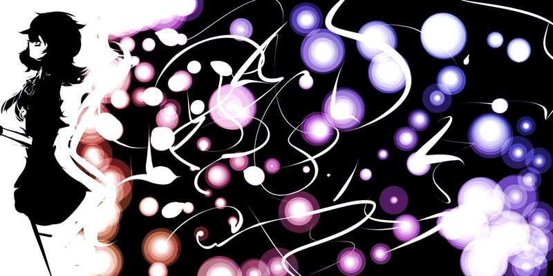 anime character with glowing orbs