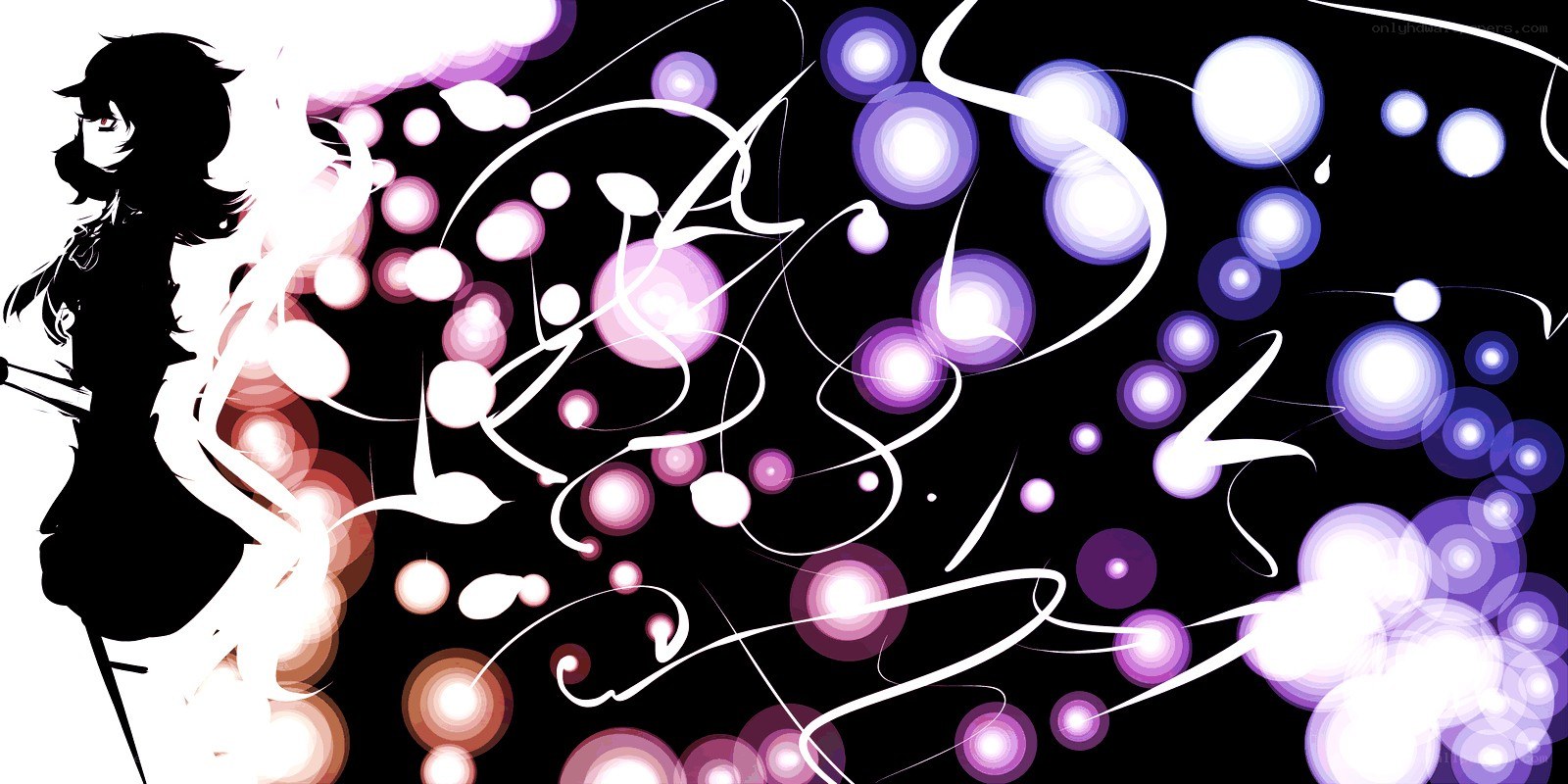 anime character with glowing orbs