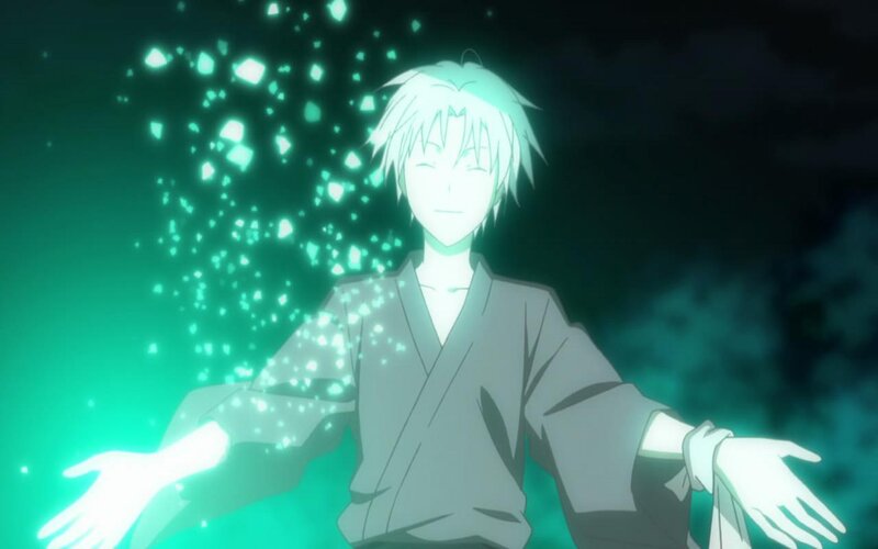 Anime Character with Glowing Particles — Green