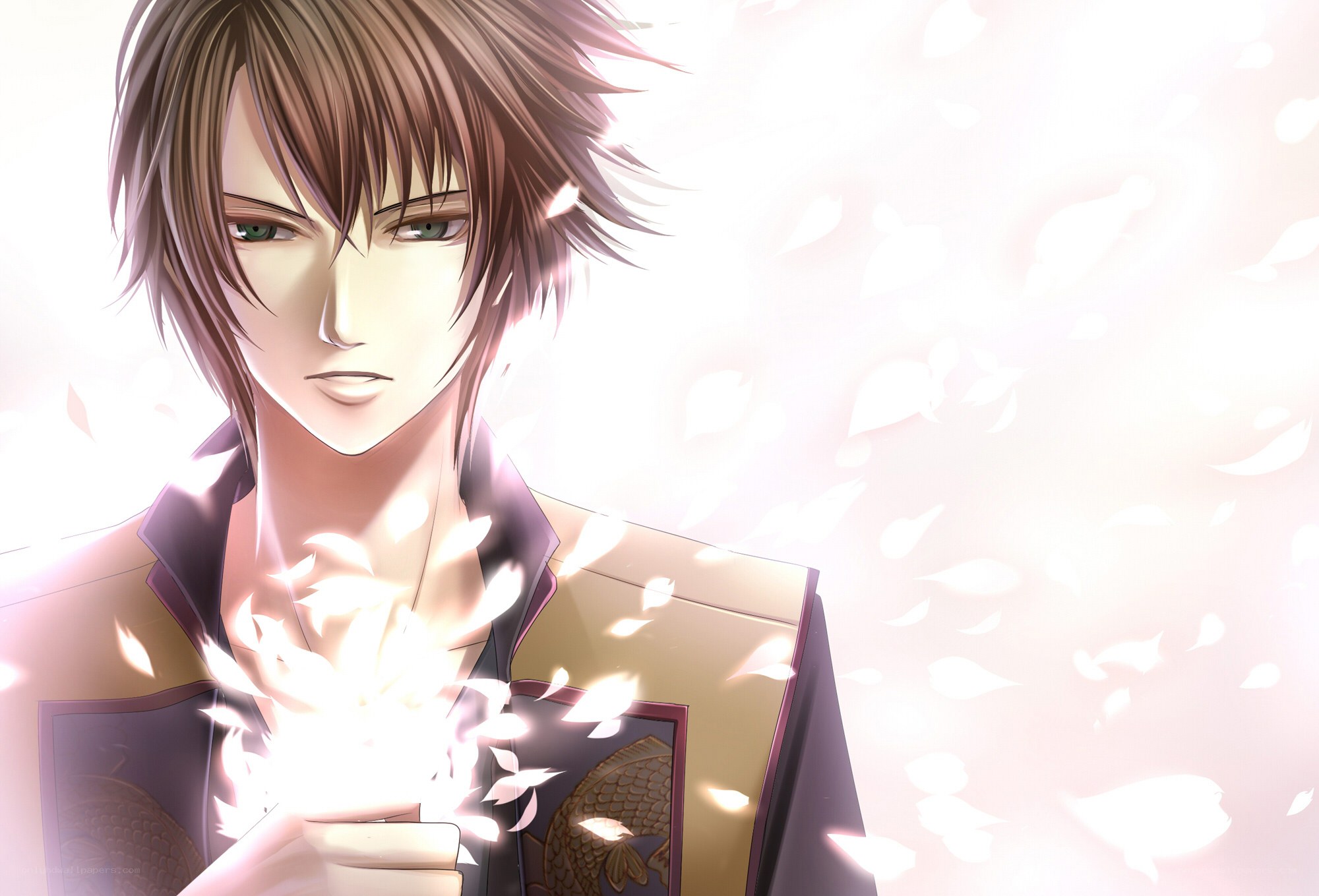 anime character with glowing petals