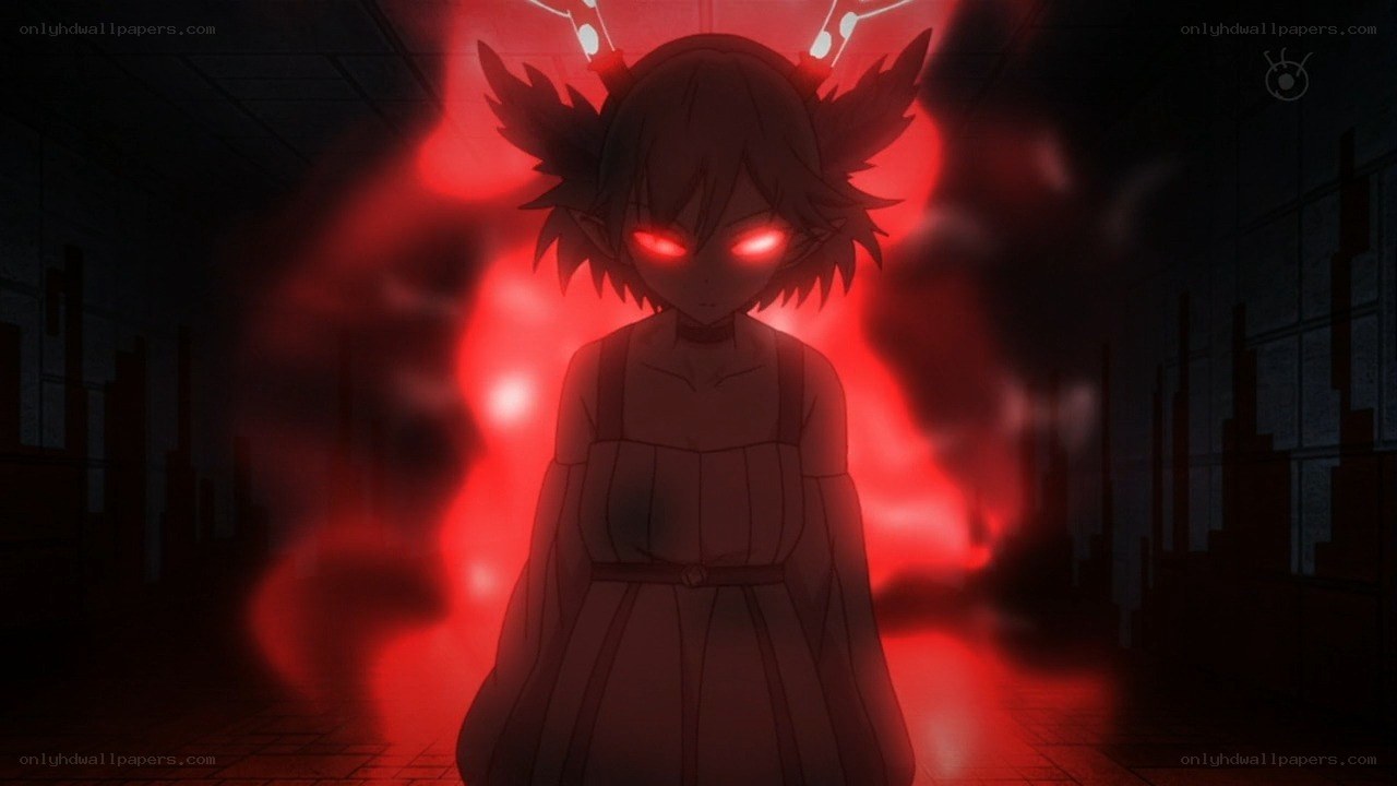 anime character with glowing red eyes