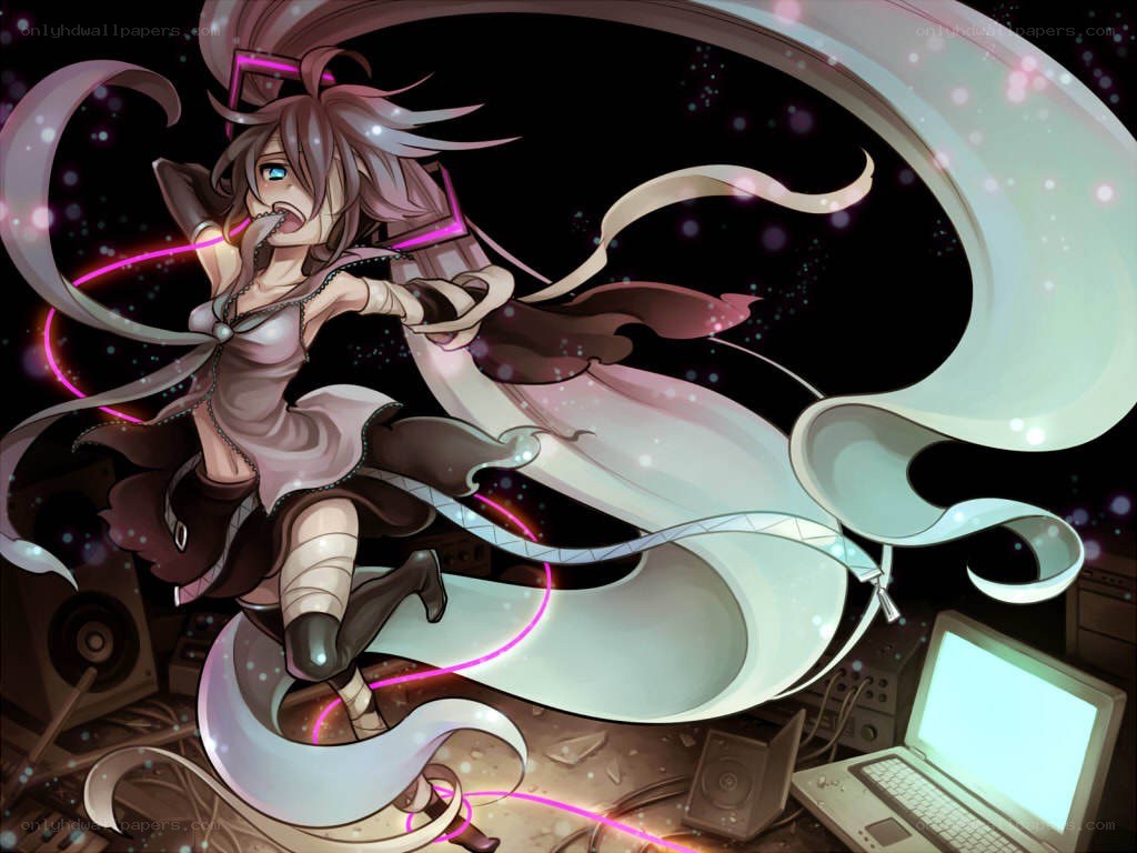 anime character with glowing ribbons