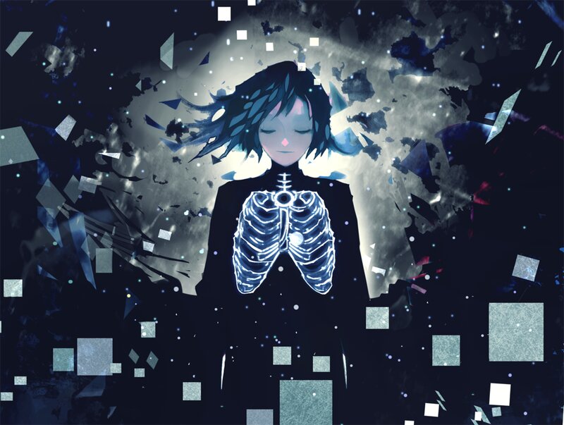 Anime Character with Glowing Ribs